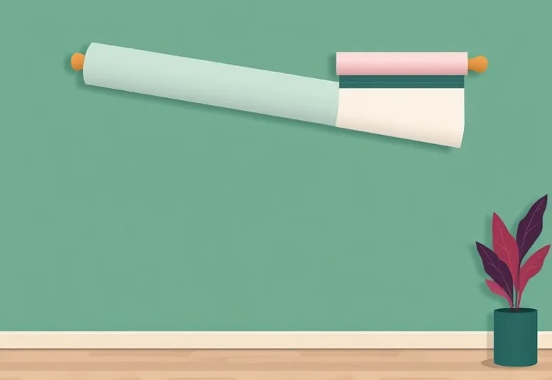 Pose de papier peint, rouleau et brosse à maroufler
